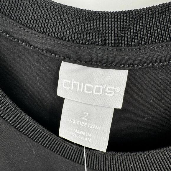 Chicos dress large L black sleeveless maxi minimalist rib trim ponte stretch - Picture 2 of 6